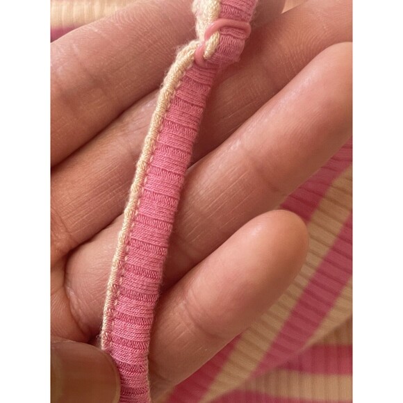 AFRM Women's One‎ Shoulder Spaghetti Stripe Rib Saddle Top Pink/White Size M NWT - Picture 7 of 10